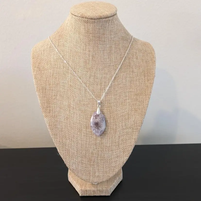 Purple Crystal Stone Necklace - Silver