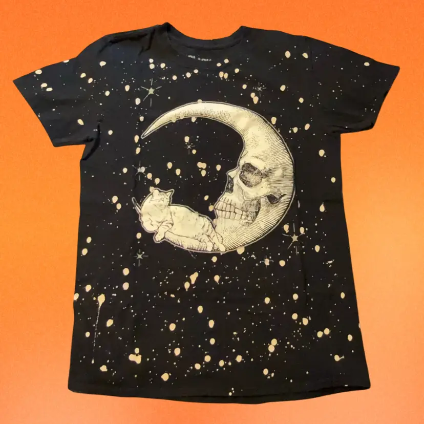 Black Matter Cat In The Moon Splatter T-Shirt 100% Cotton Size S
