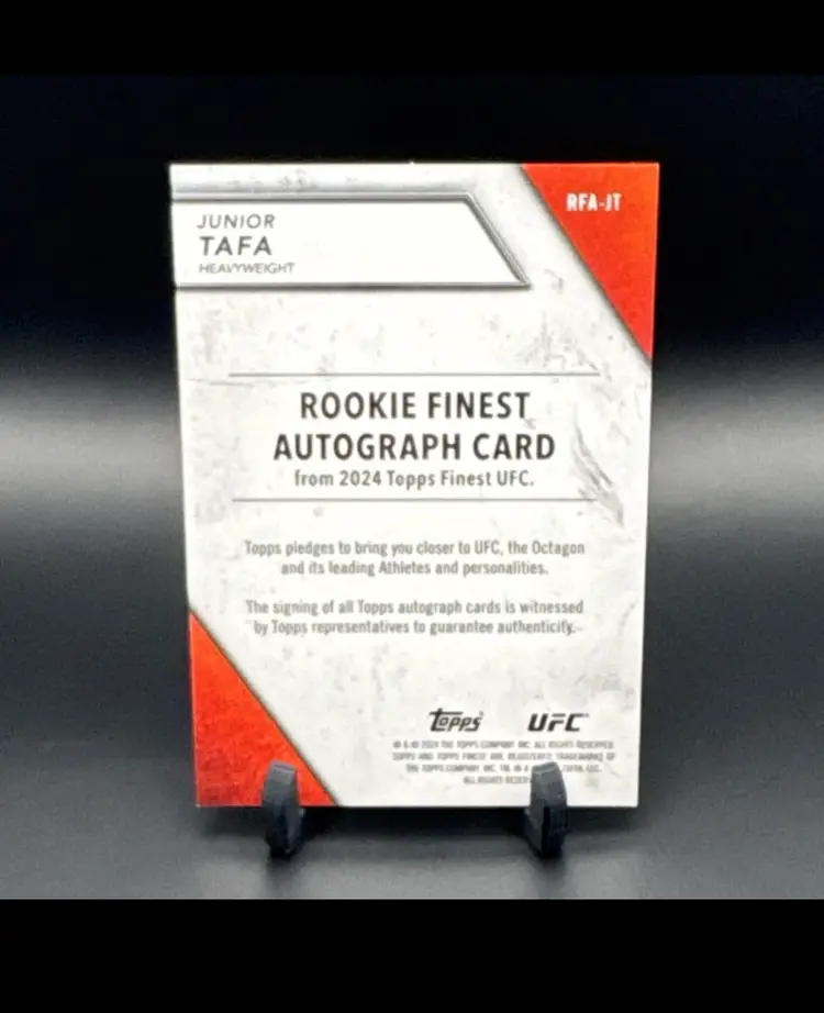 Topps Finest UFC 2024 Junior Tafa Red & Black Refractor /10 Rookie Auto