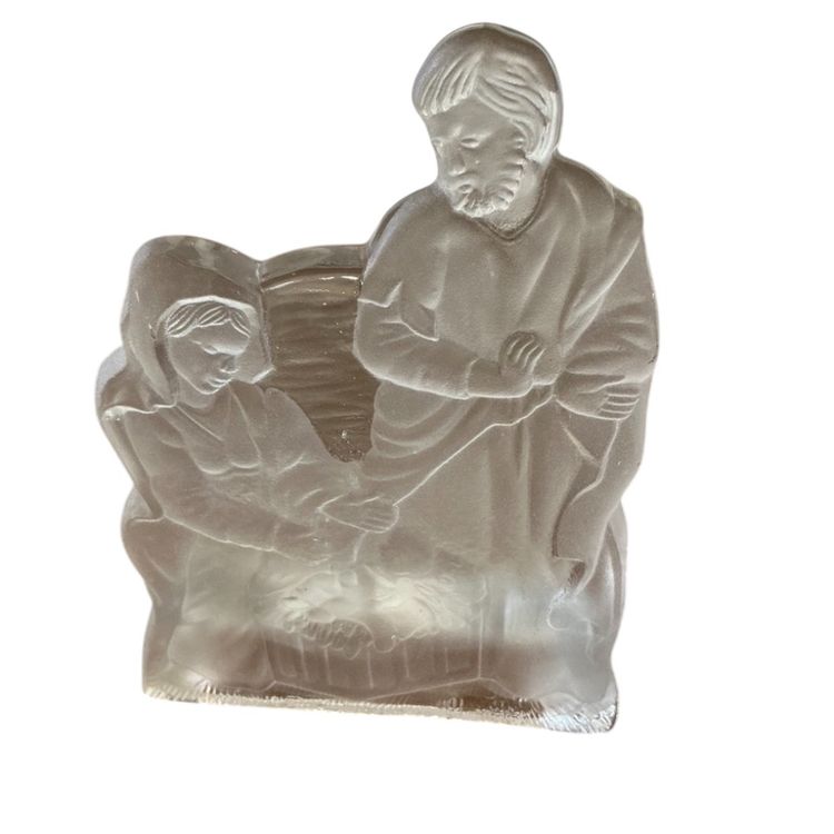 Frosted Satin Glass Nativity Tea-light Candle Holder