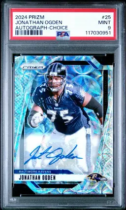 Jonathan Ogden 2024 Panini Prizm #25 Scope Choice Auto /100 PSA 9 Baltimore Ravens