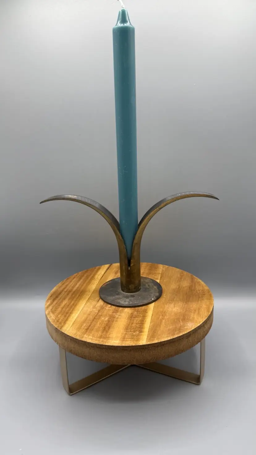 Vintage Belli Malmö Sweden Brass "Lily" Candlestick Holder – Mid-Century Modern Scandinavian Design 4 3/4” X 7”