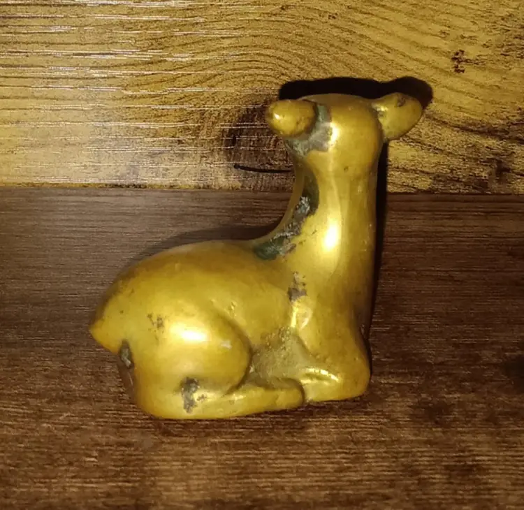Vintage Carved Deer in Solid Brass