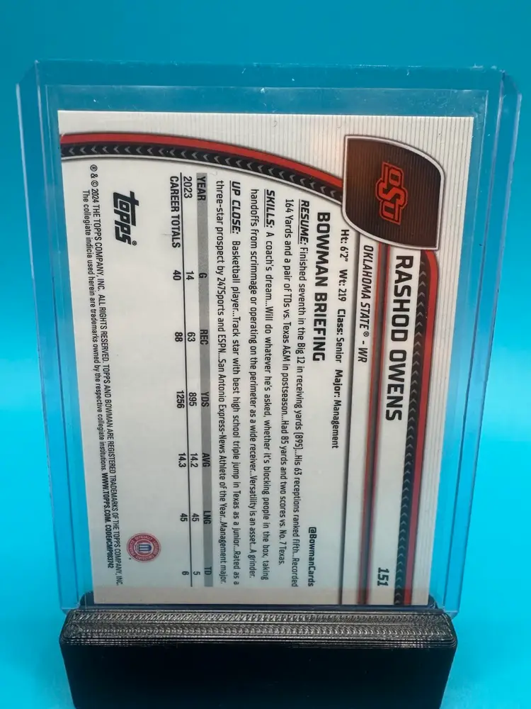 Rashod Owens 1st Bowman Chrome U Purple Mini Diamonds Refractor /375 Cincinatti Bengals