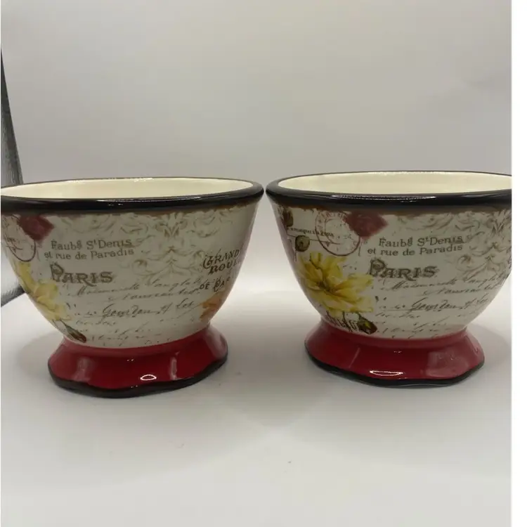 Pier 1 Imports Earthenware Bowls, Set Of 2, 5” Diameter, “Spring Blooms” Pattern
