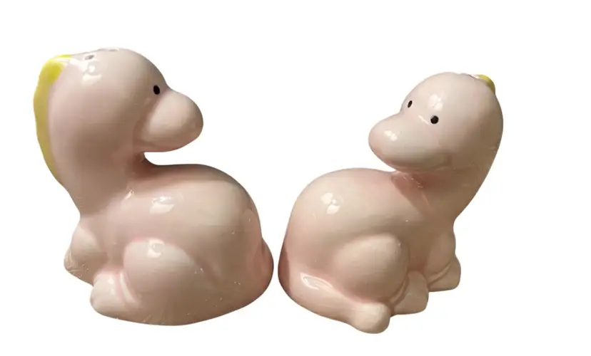 #02 Salt & Pepper Shakers Pink Dinosaurs