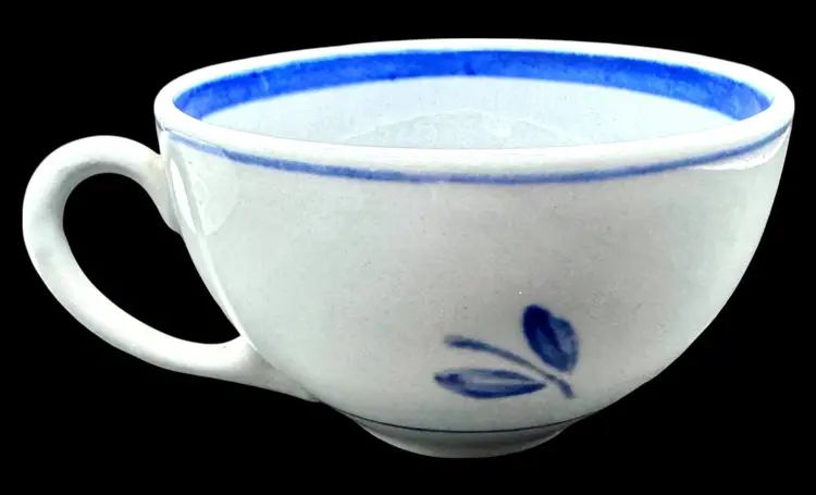 Vintage Arabia Finland Small Demitasse Coffee Tea Cup and Saucer Set Blue Stripe