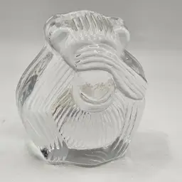 Viking glass Paperweight monkey see no evil Figurine