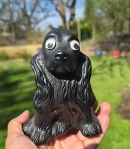 Black Spaniel Puppy With Googly Eyes 4" tall