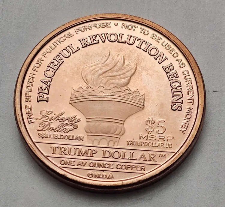 Peaceful Revolution 2017 $5 MSRP   DONALD J TRUMP  1 OZ Copper Coin