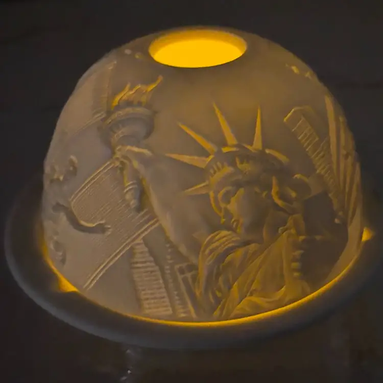 Bernadaud Votive Light In Bisque Porcelain With New York Engraved Motif
