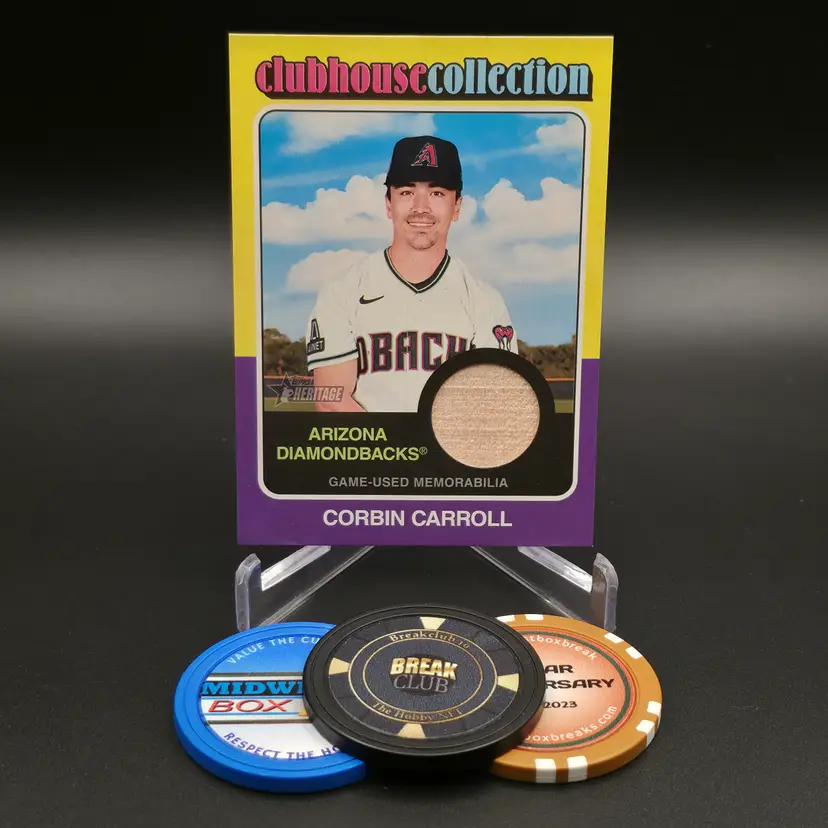 Corbin Carroll Bat Relic 2024 Topps Heritage Baseball Clubhouse Collection Insert Card #CCR-CCA Arizona Diamondbacks