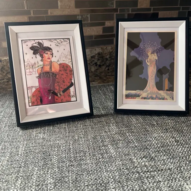 Vtg Handcut Woman 1920s Black Framed 5x7