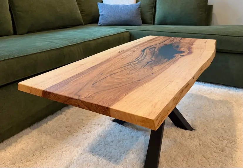 Cracked And Figured Hickory Slab Coffee Table ~21x48