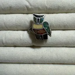 Sterling Zuni Native Owl Ring Sz 9.5