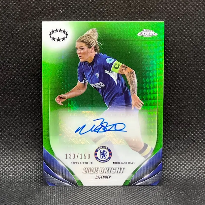 Millie Bright 2023/24 Topps Chrome UEFA Women Green Autograph /150 Soccer Card