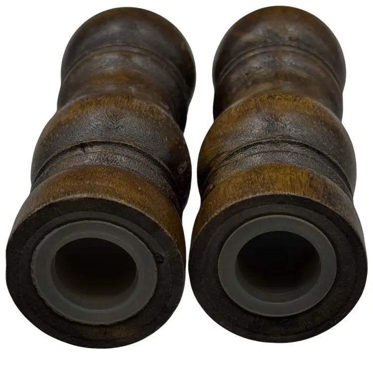 Vintage Wooden Dark Brown Column Salt & Pepper Shakers MCM 4.75"