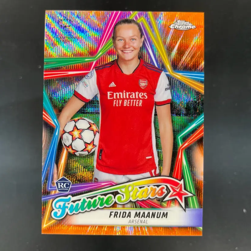 Frida Maanum 2021/22 Topps Chrome UWCL Future Stars Orange /25 Arsenal Soccer Card