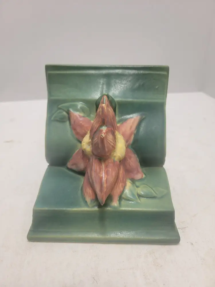 Vintage Roseville USA Pottery 14 Magnolia Bookend 1940s Green