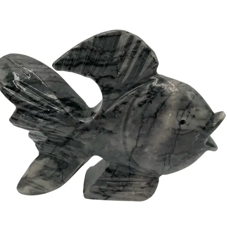 Z.Gray Carved Stone Fish Paperweight 6”Lx3.5”H Read Description