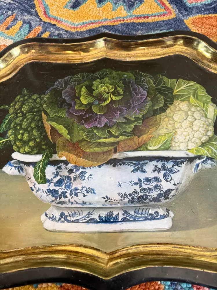 Toleware Style English Tray for Sherwood Studio Vegtable Bowl by Gallery Artist Stephanie Hoppen 22-1/2" x 17-1/2"