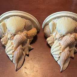 026. Vintage Seashell Shell Cast Polyresin Sconce Display Wall Shelfs Nautical