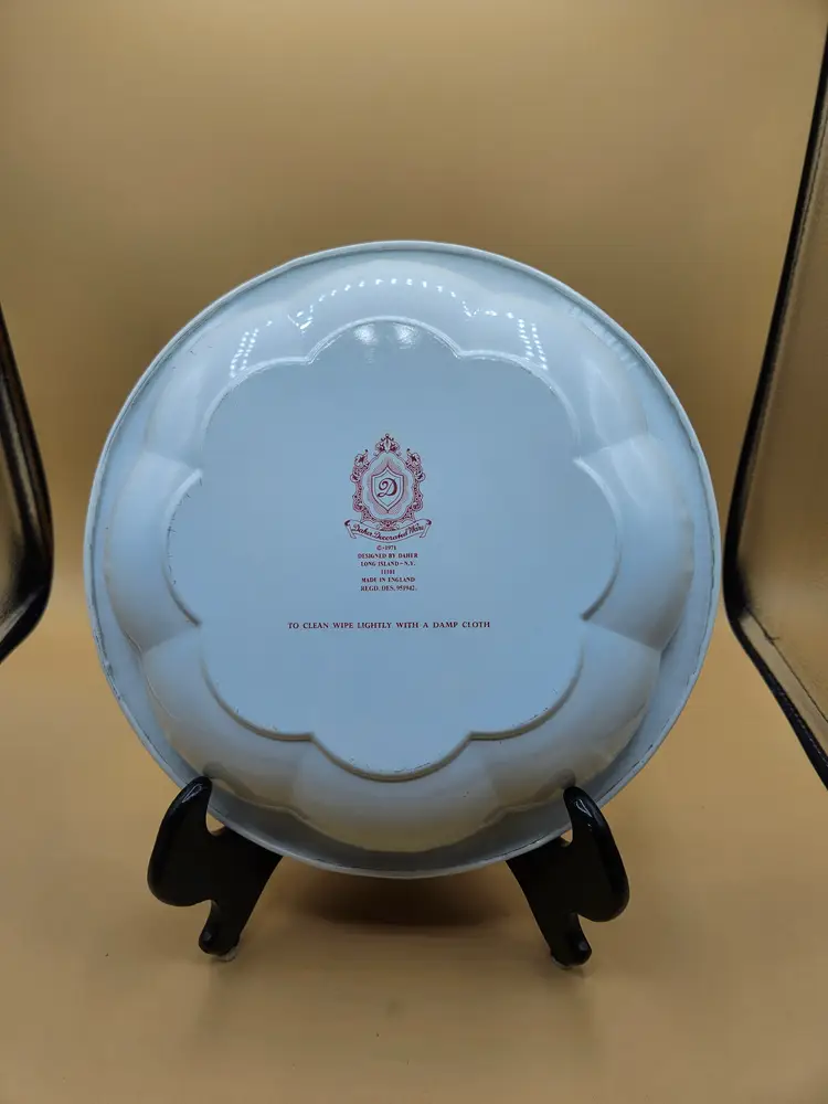 Daher Red White Floral Metal 10"Bowl, England