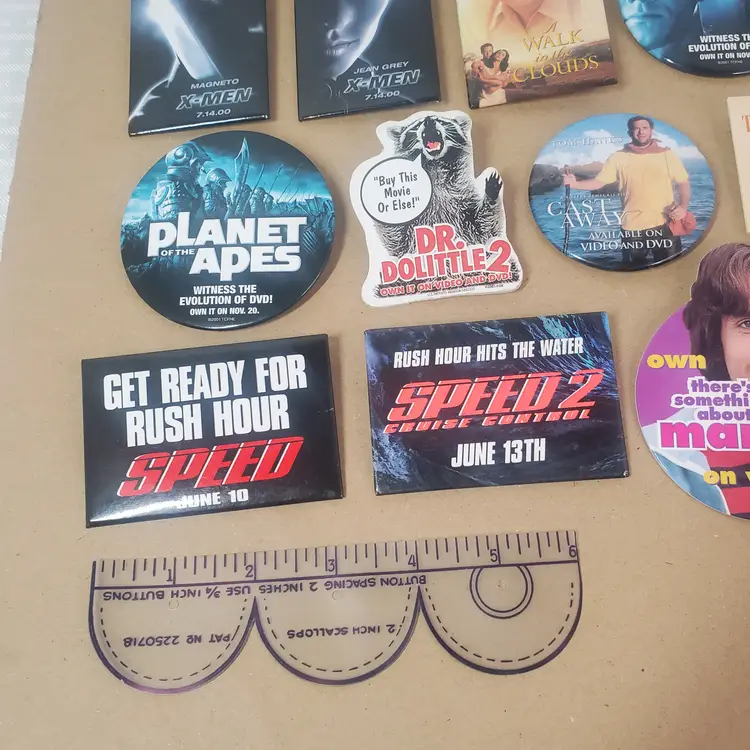 Vintage Movie Promo Pins and Buttons Lot (12 Total)
