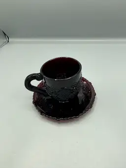 Avon Cape Cod ruby teacup & saucer
