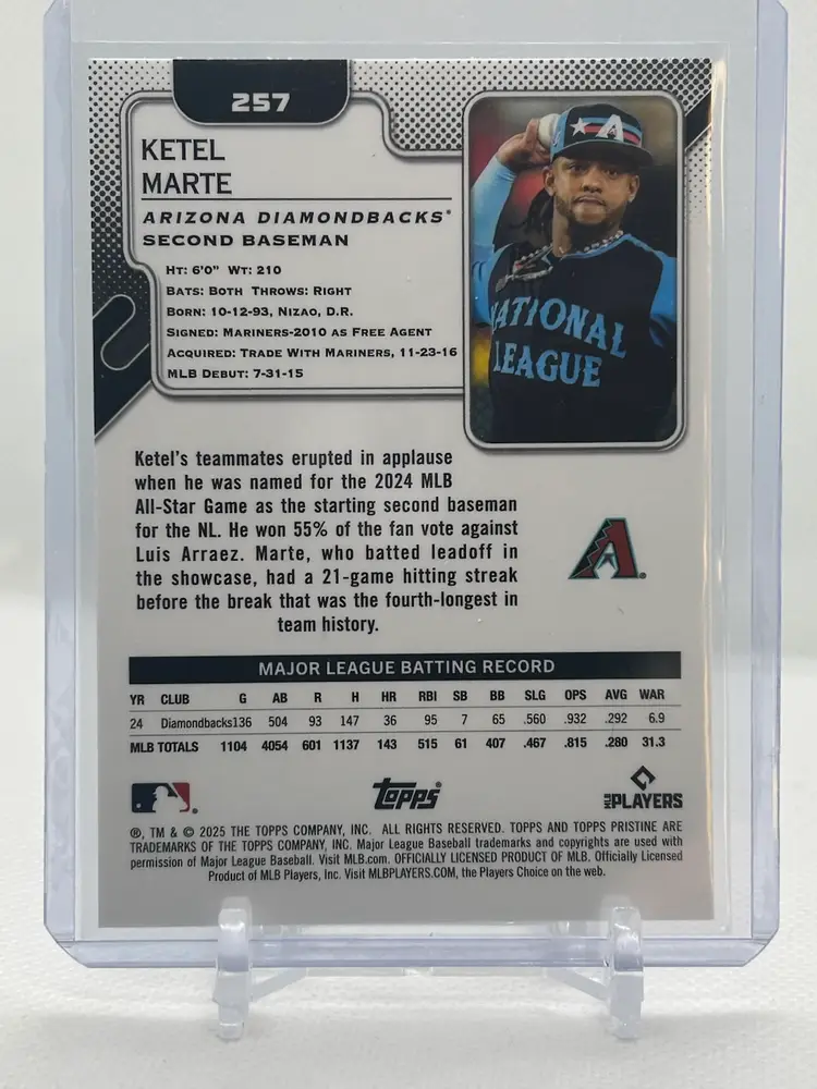 Ketel Marte 2025 Topps Pristine Blue Refractor /199 Arizona Diamondbacks