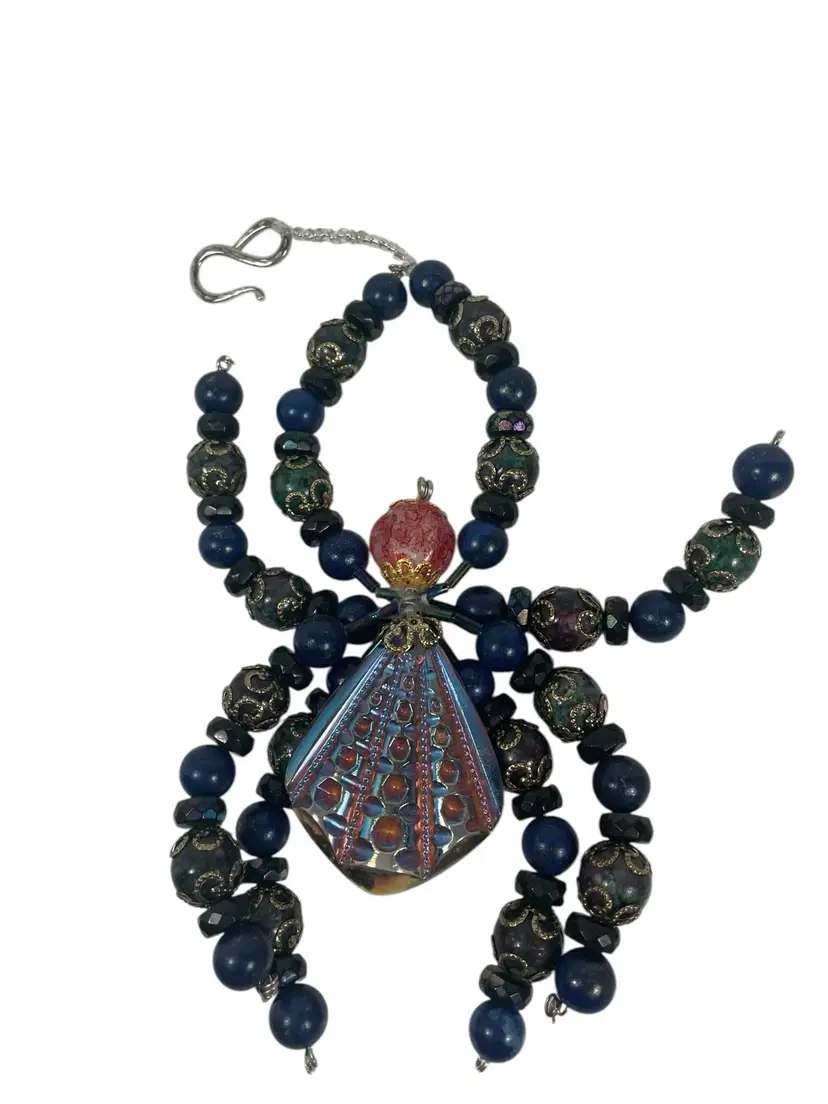 Beaded Spider Hanging Blue Purple Made By Me