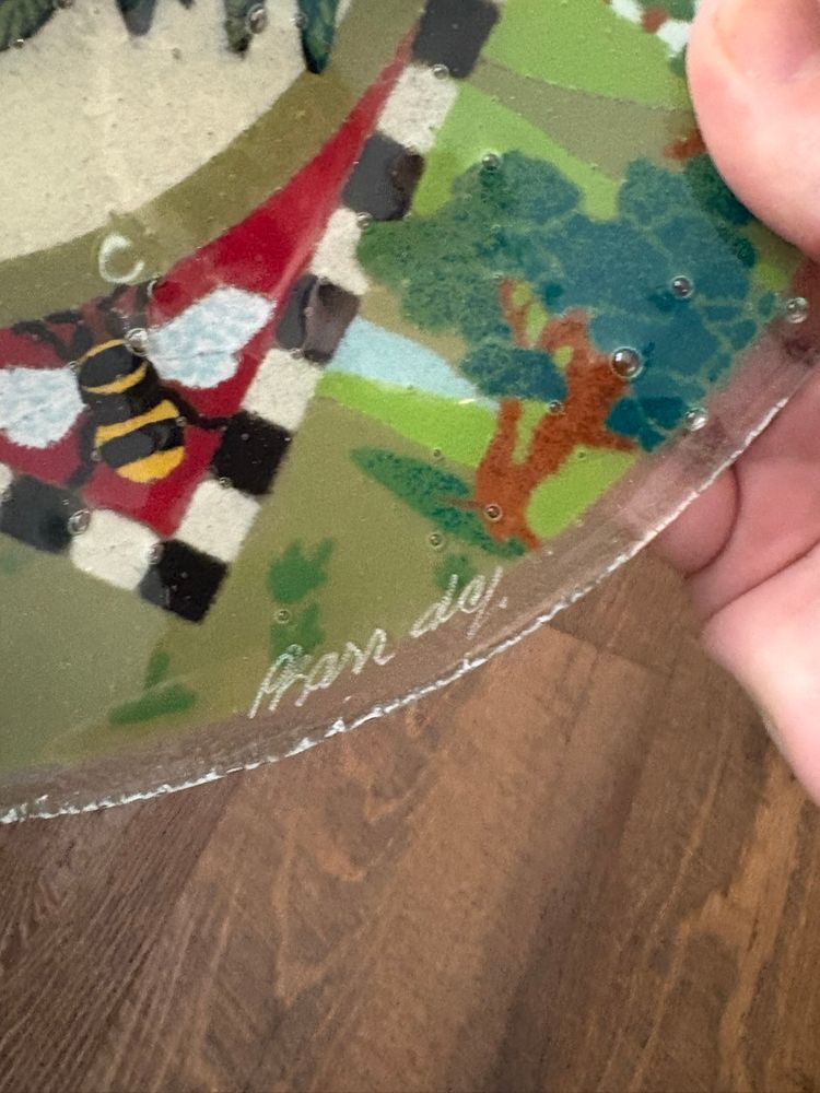 Peggy Karr Rooster Fused Glass Plate
