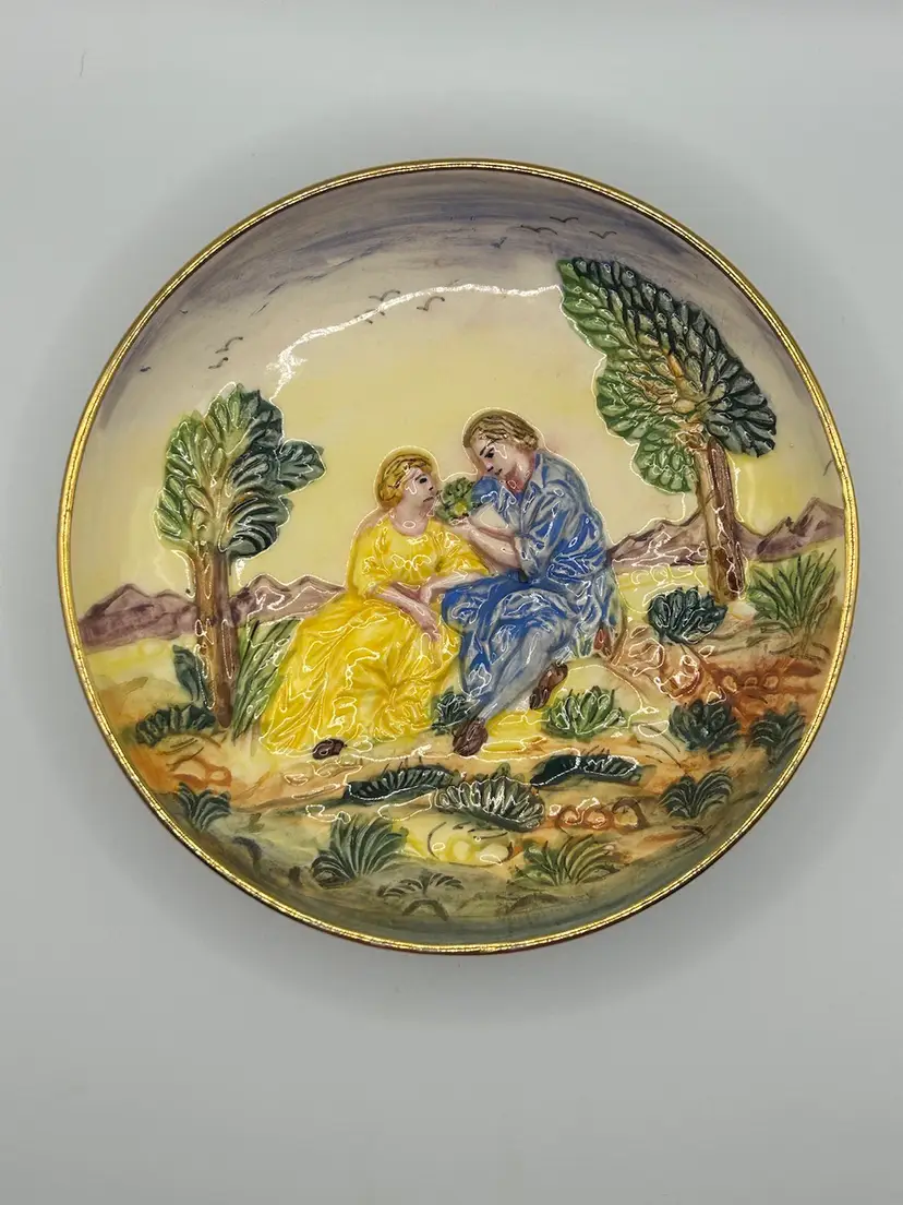 Vintage Italy Capodimonte Handpainted Porcelain Wall Plate