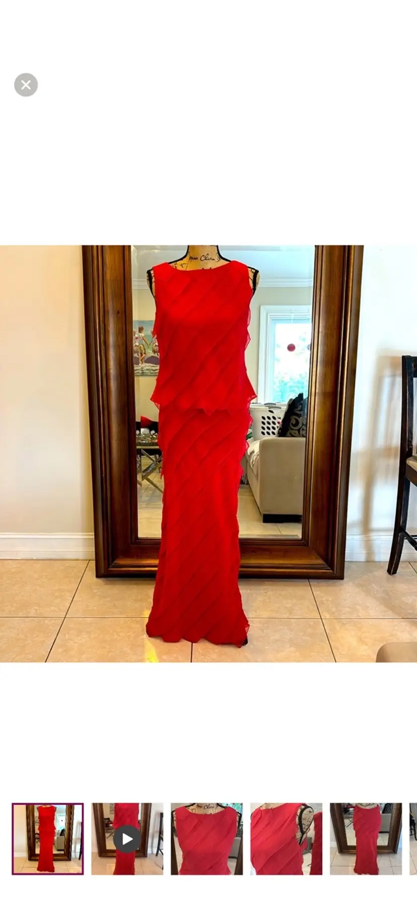 Vintage Victor Costa Draped Chiffon 2 pc Evening Gown Size 8