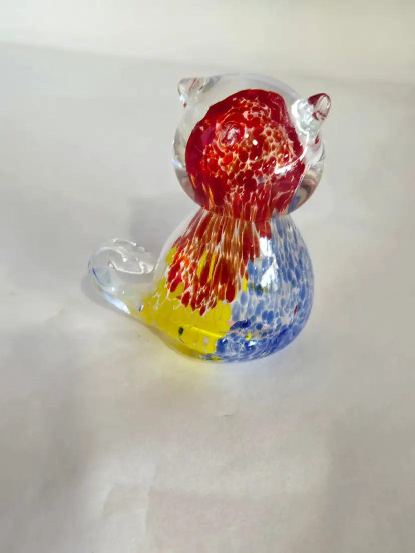 Vintage Multi Color Glass Cat Figure