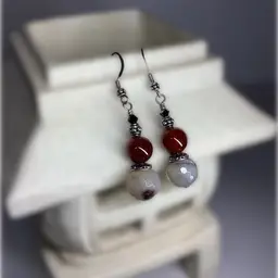 Cracked Agate And Carnelian Earrings