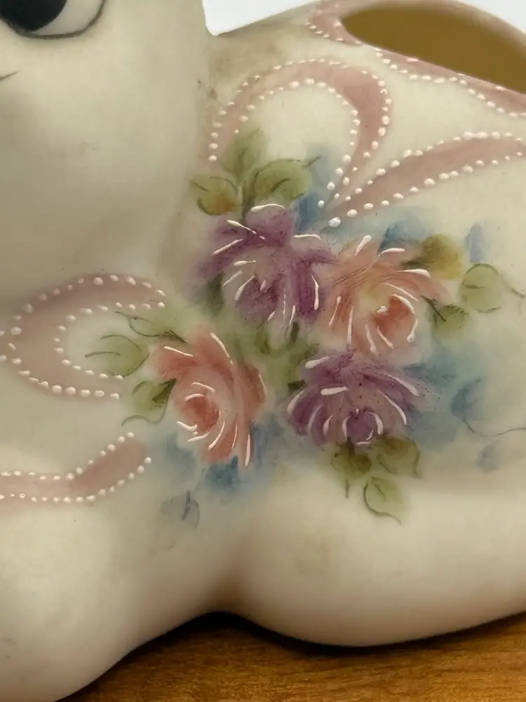 Hand Painted Bunny Holds Cottonballs