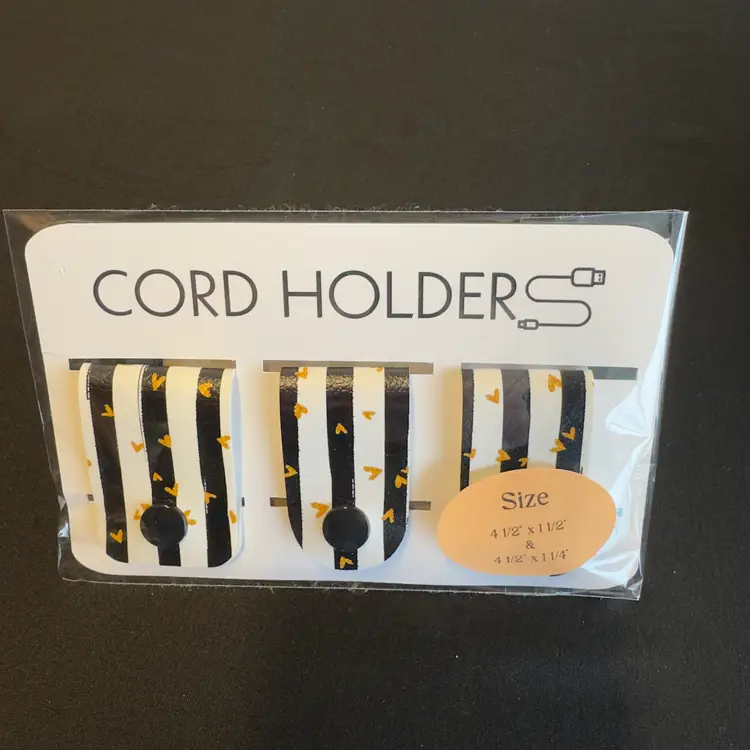 Cord Holder - Faux Leather, Zebra S-1