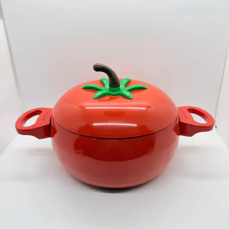 Avon Red Tomato Shaped Non Stick Enamel Cooking Pot Pan Vegetable Cookware