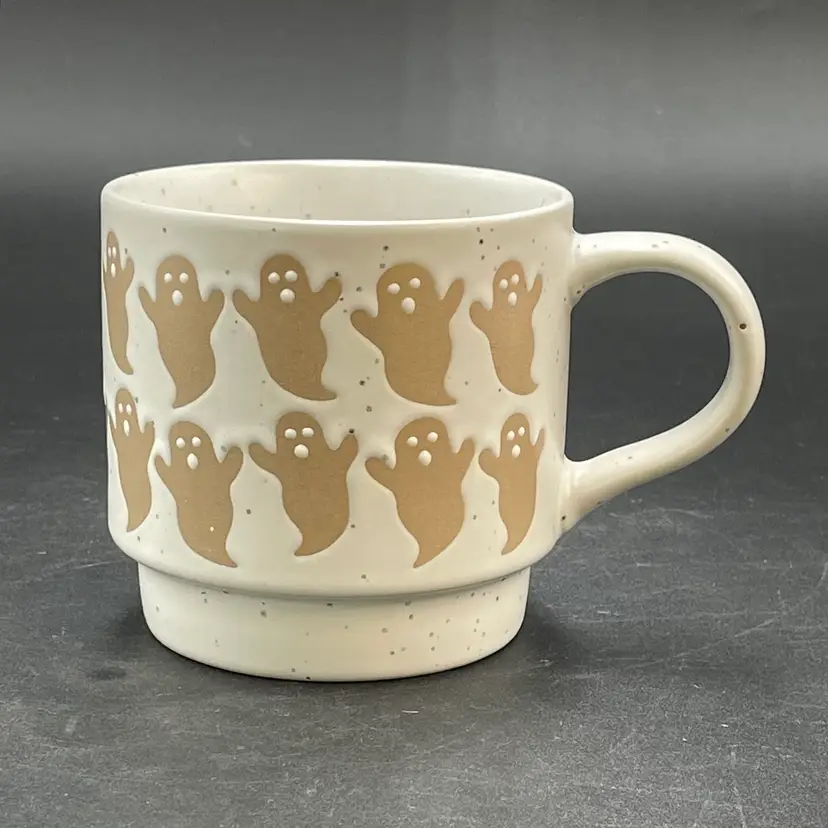Happy Hauntings Stoneware Ghost Mug Cup Halloween Drinkware Coffee Tea