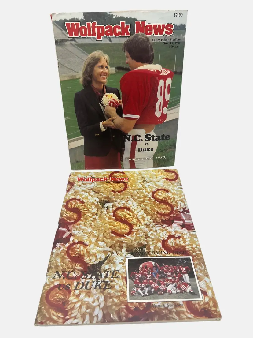 Pair Vintage 1980s N.C. State Vs Duke Wolfpack News Football Programs Homecoming