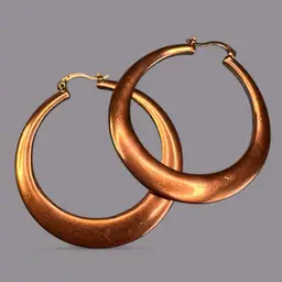 Vintage Mid Century Modern MCM Copper Hoop Earrings 1.75”