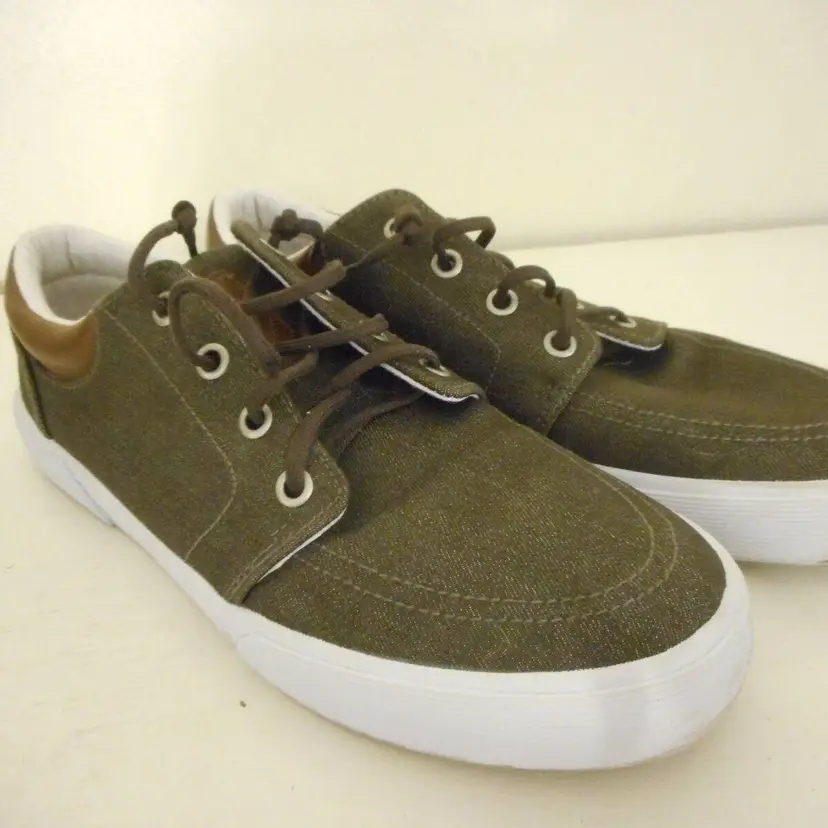 Mens St John's Bay Size 7 M Brown Lace up Denim Shoe Sneaker