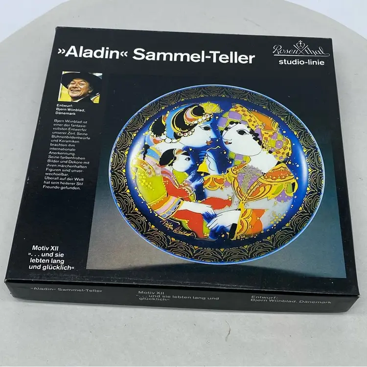 #1535 Bjorn Winblad Danish Ceramics Aladin Sammel-Teller Motiv XII Boxed