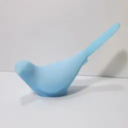 vintage Fenton light blue satin bird long tail figurine