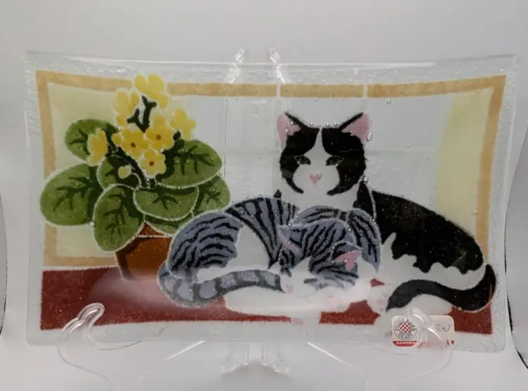 Cats! Peggy Karr Fused Art Glass Plate