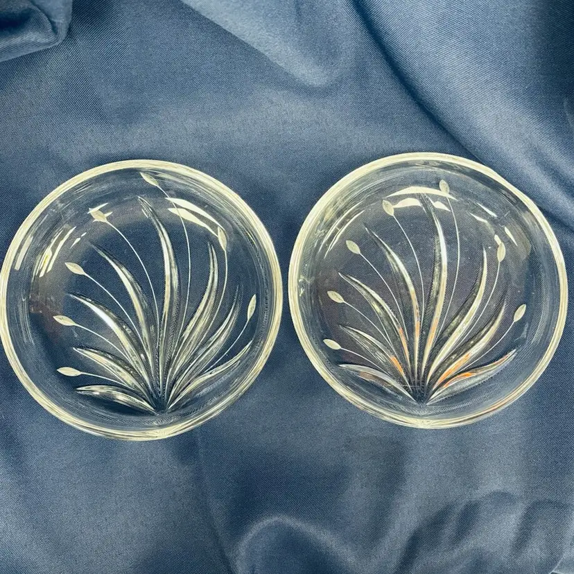 Two Gorgeous Nachtmann Fleurie Hand Cut Crystal Open Candy Or Nut Bowls 6.25”