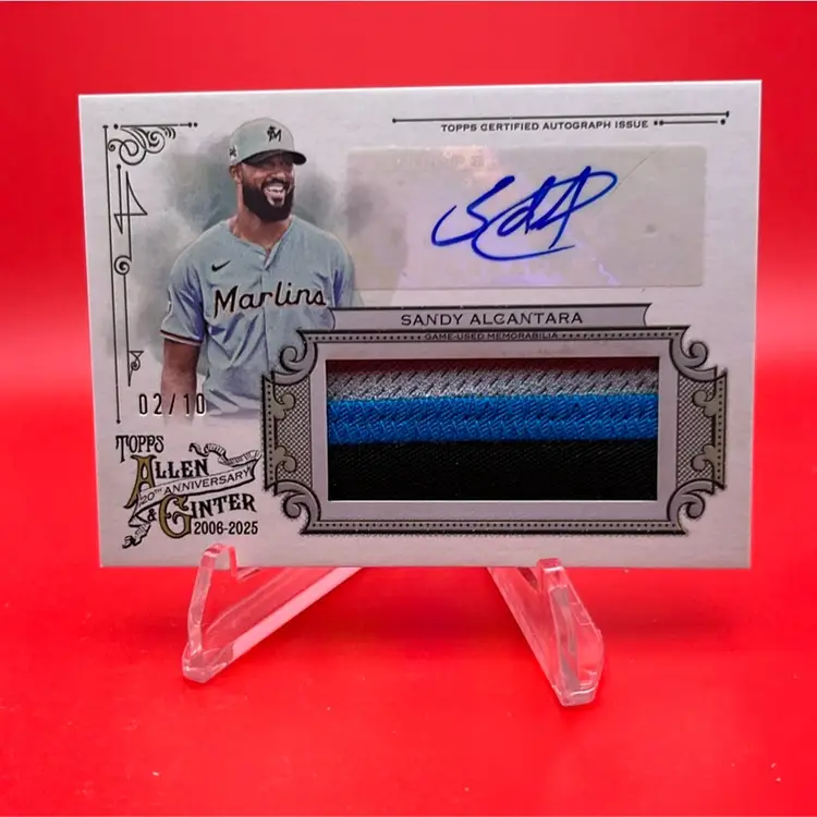Sandy Alcantara 2025 Topps Allen & Ginter Autographed Relic Card 2/10 Miami Marlins