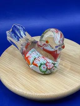 Millefiori Art Glass Bird Paperweight