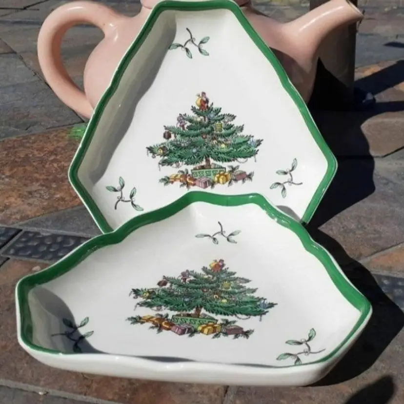 2 Vintage Spode Candy Dishes S 3324 Spode Christmas Tree